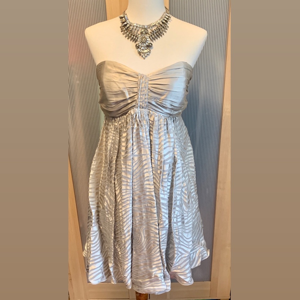 Express silk strapless dress silver 6